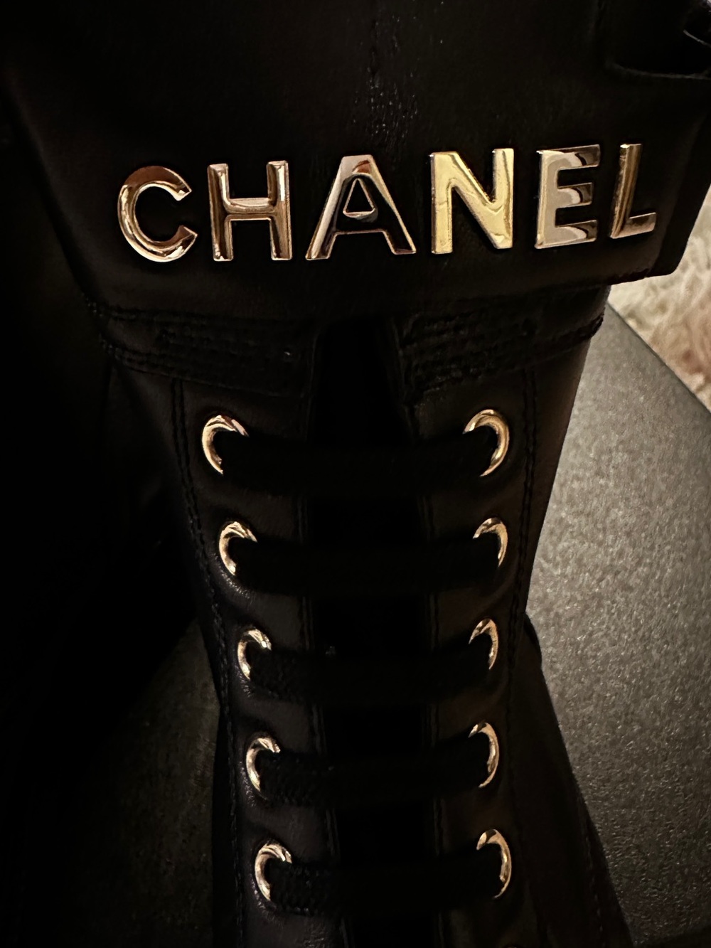 New Chanel Lace Up Buckle Combat Boots Size 38 - Picture 7 of 12